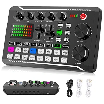 Immagine di F998 Podcast per Mixer Audio Scheda Live, Voce Effetti Sonori Microfono Karaoke