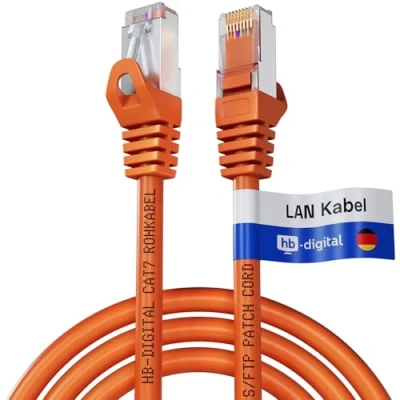 Immagine di HB Digital 0,25m Cavo Ethernet CAT 7 LAN S/FTP PiMF LSZH AWG26 Rete con Connettori RJ45 6A 10 Gbits/600 MHz Ideale per Patch Panel Server PC Laptop Smart TV DSL Arancione