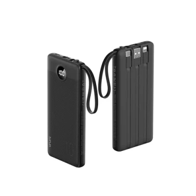 Immagine di VRURC Power Bank 10000mAh, powerbank con 4 cavi integrati USB C Batteria, Caricatore Portatile LED Digitale Display uscite &amp; 2 Ingressi compatibile iPhone Samsung Android Black