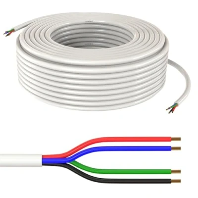 Immagine di Lumonic 4x 0,34mm² cavo di controllo LED bianco 10m I a 4 conduttori con guaina flessibile schermato, prolunga LiYY,