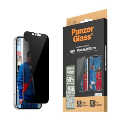 Immagine di PanzerGlass Privacy Ultra Wide Fit Vetro di protezione per display Apple iPhone 13, 13 Pro, 14, 16e 1 pz. antibatterico, Anti impronta,