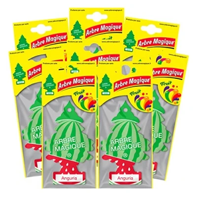 Immagine di Arbre Magique Mono, Profumatore Auto, Fragranza Anguria, Profumazione Fresca e Fruttata, Durata fino a 7 Settimane, Made in Italy, Confezione da 8 Pezzi