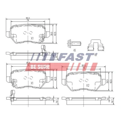 Immagine di FAST FT29524 Kit pastiglie freno Assale posteriore con segnalatore acustico usura OPEL: Astra H GTC, Zafira B, Meriva A, KIA: Venga