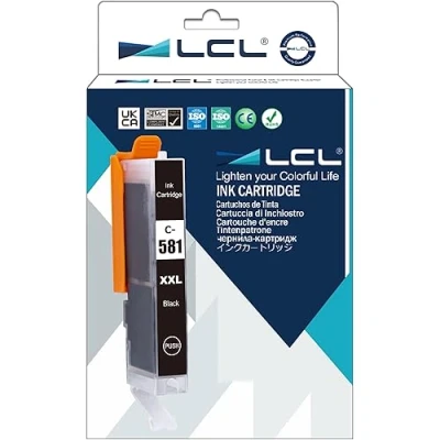 Immagine di LCL Cartucce d&#039;inchiostro Compatibile CLI 581 BK 581XL 581XXL 1998C001 12.5 ml (1 Nero) Sostituzione per Canon Pixma TR7550 TR8550 TS6150 TS6151 TS6350 TS6351 TS6250 TS8100 TS8150 TS8151
