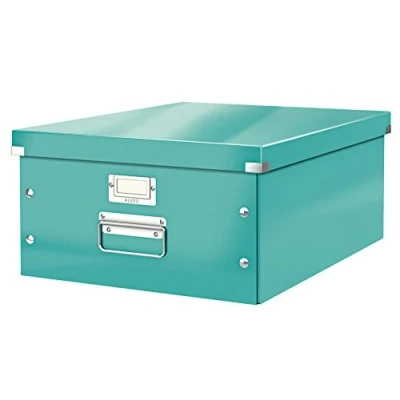 Immagine di Leitz Click &amp; Store WOW Scatola Archivio Grande, per Riporre e Trasportare Documenti A3 Oggetti di Grandi Dimensioni, Adatta a Casa Ufficio, Blu Ice, 60454051