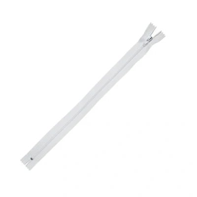 Immagine di Trimz 25 cm ( 12 Pollici) Bianco One Way End Stop Zip con 4 mm Denti 1 pz, Poliestere