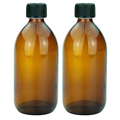 Immagine di mikken 2 bottiglie di vetro marrone da 500 ml con tappo a vite
