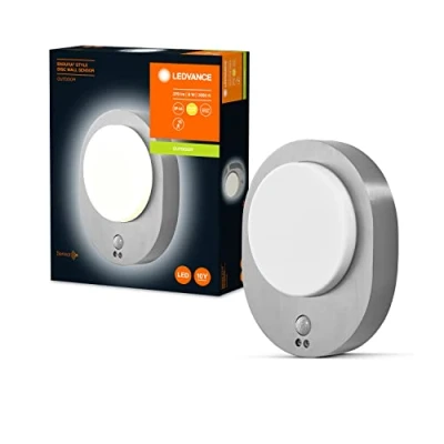 Immagine di LEDVANCE ENDURA STYLE DISC SENSOR ST 24cm rilevatore di movimento e sensore luce diurna, acciaio inossidabile, applique LED ovale, 8W, 3000 K bianco, 485 lumen