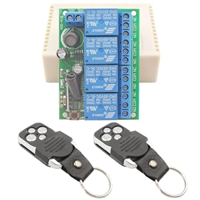 Immagine di DieseRC 12V 24V 4 Canali Relè Wireless Interruttore di Controllo Remoto DC 6 30V 433Mhz RF Modulo Ricevitore Universale 4CH con 2 Trasmettitori, per Luci, Porta del Garage, Motore, Fai da Te