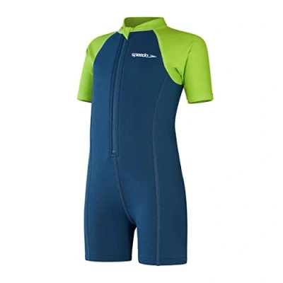 Immagine di Speedo Bambino Learn To Swim Essential Wetsuit Costume intero, Harmony Blu/Verde lucertola, 6 9 M