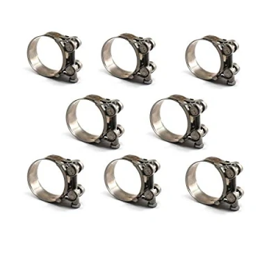 Immagine di Confezione da 8 fascette stringitubo in acciaio inox 304 a vite senza fine, clip per tubi, dimensioni 17 19 mm