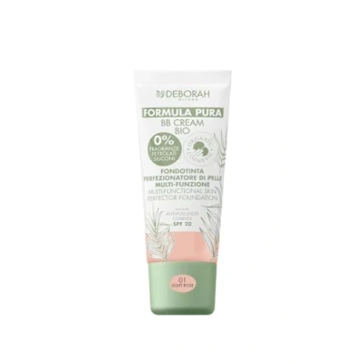 Immagine di Deborah Milano BB Cream Formula Pura BIO SPF 20 con Ingredienti Naturali, 02 Nude, Effetto Nutriente, Antiossidante e Anti luce Blu, Dona una Pelle Levigata Nutrita, 30 ml