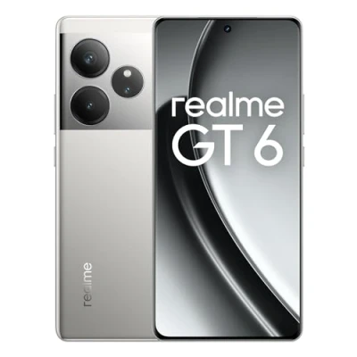 Immagine di realme GT6 Smartphone 5G 8+256 GB, Snapdragon 8s Gen 3 Chipset, 6000nit Ultra Bright Display, Sony LYT 808 OIS Camera, 120W SUPERVOOC Charge, 5500mAh Massive Battery, Fluid Silver(no adapter)