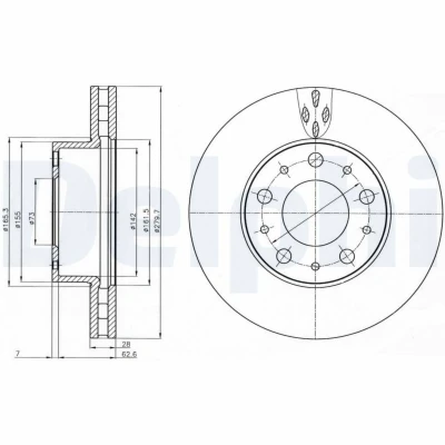 Immagine di DELPHI BG4059 Disco freno 280 28 5 ventilato Oleato non trattato senza cuscinetto ruota, anello sensore ABS FIAT: Ducato III Van