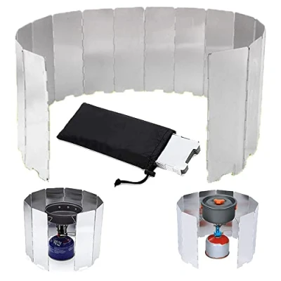 Immagine di 14 Pcs Campeggio Paravento Lega Alluminio,Protezione Anti Vento Fornello Campeggio,Parabrezza Pieghevole,per da All&#039;Aperto,Picnic,Campeggio