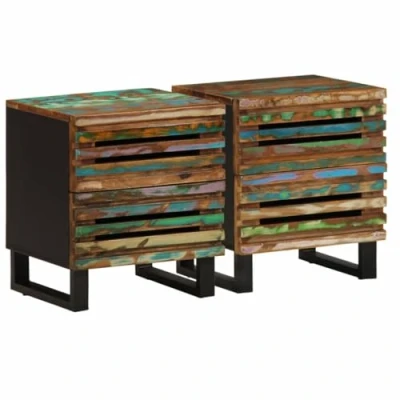 Immagine di vidaXL Comodini 2pz 40x33x46 cm in Legno Massello di Recupero, tavolino da Notte, Mobile per Camera Letto, Comodino Legno, Supporto Notte