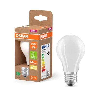 Immagine di OSRAM Lampada LED Superstar Classic a 75 dalla classica forma lampadina in vetro smerigliato, 5 W, 1055 lm, attacco E27, 2700 K per luce bianca calda, EEK A, diametro 60 mm.