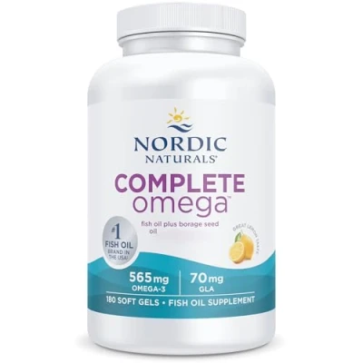 Immagine di Nordic Naturals, Complete Omega 3, 565 mg, con Olio di Borragine e GLA, 180 Capsule molli, Gusto Limone, Testato in Laboratorio, Senza Soia, Glutine, Non OGM