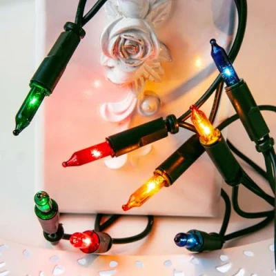 Immagine di Hellum catena luminosa interno, luci natale colorate, 10 Lampada lunghezza illuminata 1,35m, Colore del cavo verde,