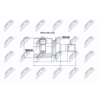 Immagine di NTY NPW MS 034 Kit Giunto Omocinetico Assale posteriore Sx, Dx, sul lato del cambio,