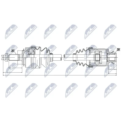 Immagine di NTY NPW HD 042 Albero motore / Semiasse Assale anteriore, anteriore Dx 628 Cambio manuale HONDA: CR V 2