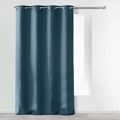 Immagine di douceur d &#039;intérieur tenda a occhielli microfibra unita, Poliestere, Indaco, 280 x 140 cm