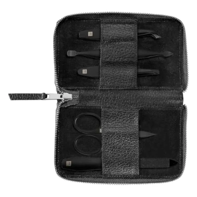 Immagine di ZWILLING set manicure (5 pezzi, custodia in vera pelle con bottoni a pressione, da viaggio, forbici per unghie e taglia cuticole), premium, Edizione nera