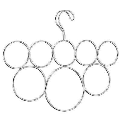Immagine di iDesign Organizer armadio antipiega per sciarpe, Porta sciarpe con 8 anelli, Portasciarpe in metallo cravatte, cinture e molto altro, argento