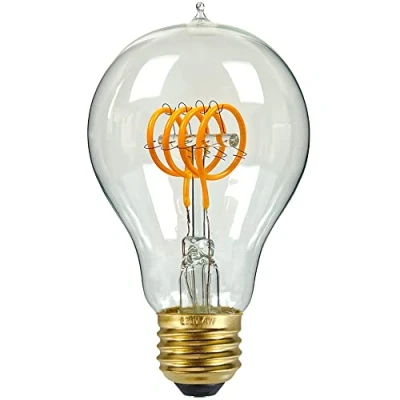 Immagine di LigthingDesigner, Lampadina Edison a LED A60, stile vintage, 4 W, dimmerabile, E27, 220/240 V, filamento quadruplo effetto anticato Trasparente