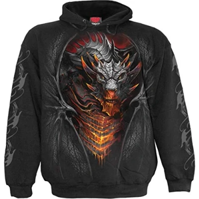 Immagine di Spiral Draconis Uomo Felpa con Cappuccio Nero XL 100% Cotone Regular