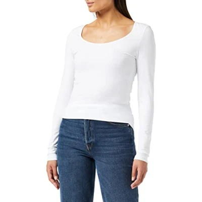 Immagine di VERO MODA Damen VMMAXI My LS Soft UNECK GA NOOS Langarmshirt, Weiß (Bright White Bright White), XL