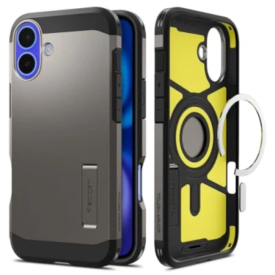 Immagine di Spigen Cover per iPhone 16 Plus, Tough Armor (AI) MagFit, Compatibile con MagSafe Grigio