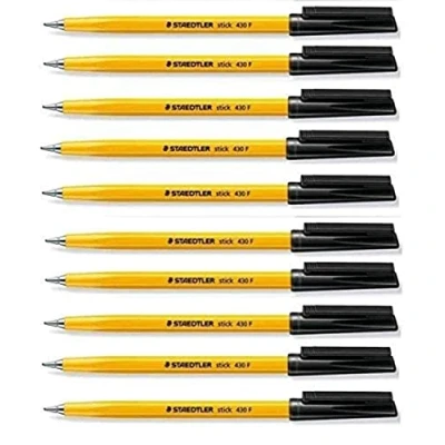 Immagine di Staedtler, Stick 430, penne a sfera con punta fine da 0,3 mm, colore inchiostro: nero, regolazione del flusso di inchiostro, per una scrittura scorrevole, confezione 10 pezzi