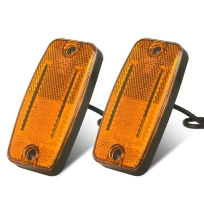 Immagine di AOHEWEI 2 x Luci laterali a LED gialle per rimorchio, 12V/24V fari di posizione camion con riflettore, approvati ECE R91 R10 camper, furgoni, barche, camion, caravan e rimorchi