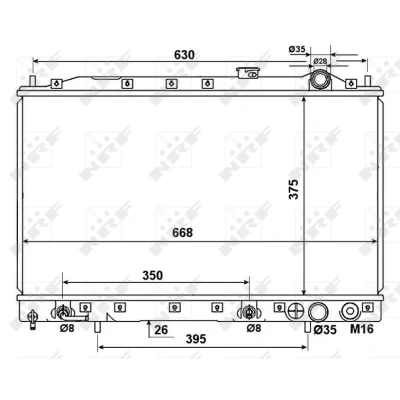 Immagine di NRF 53274 Radiatore motore Alluminio 668 375 26 Alette di raffreddamento saldate