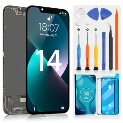 Immagine di OLED Schermo per iPhone 14 LCD iPhone14 A2649, A2881, A2884, A2883, A2882 Display Touch Screen Assembly con Riparazione Kit (Nero, 6.1&quot;)