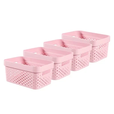 Immagine di Curver Infinity Dots Set di 4 cestini piccoli 100% riciclati, 11 litri, colore: Rosa