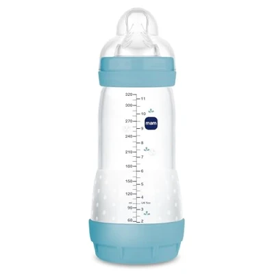 Immagine di MAM Biberon Anticocoliche a partire da 4 mesi, 320 ml, con tettarella 3 flusso rapido in silicone, facile accettare, autosterilizzabile, pulire, Easy Start Anti Colic, blu opaco,