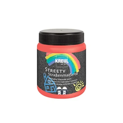 Immagine di Kreul 43103 Streety Street Paint in Rosso Calza a Righe 200 ml, Gesso dipingere con Pennello o Rullo, Pittura Stradale liquida, Lavabile, Striped Sock Red, unità