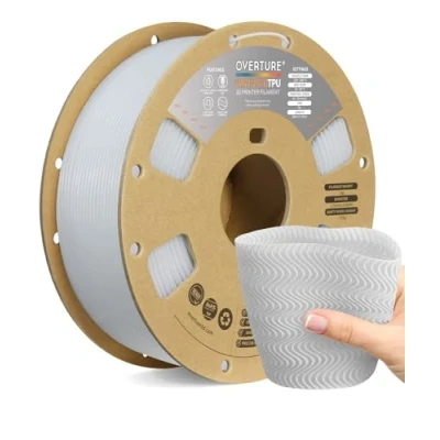 Immagine di OVERTURE Filamento TPU High Speed 1kg(2.2lbs), 1.75mm Flessibile HS per Stampante 3D, 1kg Bobina(2.2lbs), Precisione Dimensionale +/ 0.03 mm, 3D (HS Bianco)