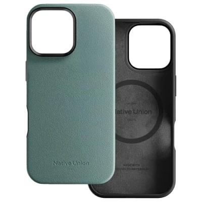 Immagine di Native Union Custodia Attiva Compatibile con MagSafe e Magneti Integrati Design Robusto Materiali Riciclati Protezione Anticaduta fino a 10ft per iPhone 16 Pro Max (Verde Ardesia)