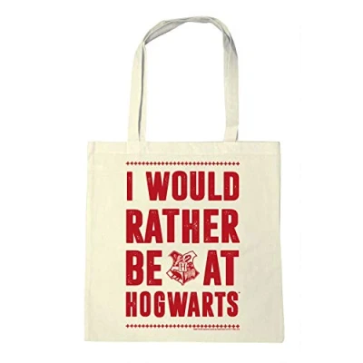 Immagine di Logoshirt Harry Potter Preferirei essere a Hogwarts Borse riutilizzabili per la spesa Design originale su licenza