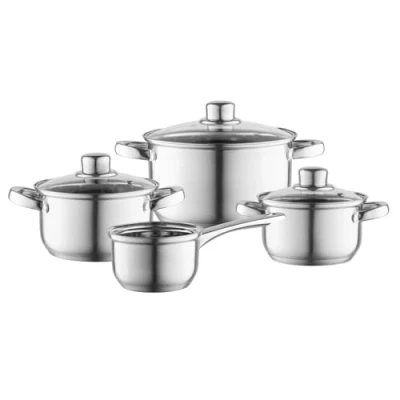 Immagine di FLORINA Set Pentole Induzione HARRY i di 8 Pezzi in Acciaio Inox Lavabili Lavastoviglie Manici Rivettati Scala Pratica per Misure Adatte a Tutti Tipi Fornelli,
