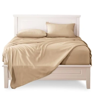 Immagine di FARFALLAROSSA Lenzuola Una Piazza e Mezza Completo, Materiale 100% Puro Cotone, 1 Federa da Letto, Biancheria Letto Made In Italy, beige