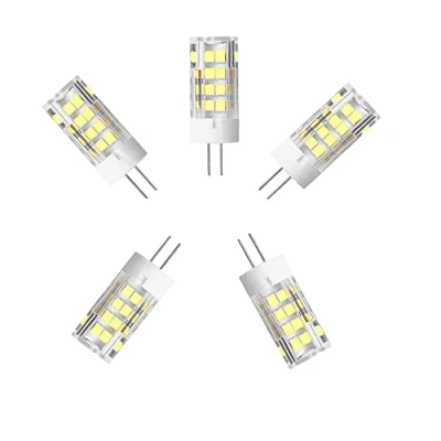 Immagine di OUKAIDE 5 Pezzi lampadine LED G4 5W 51 SMD 2835LEDs Lampada AC220 240V bianca fredda 6000k Lampadina super brillante 500LM Angolo del fascio 360 Base in ceramica Non dimmerabile