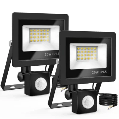 Immagine di 20W Fari Led da Esterno con Sensore di Movimento 2 Pezzi, Realky IP65 Impermeabile Faretto 2000LM, 24 6500K Bianca Fredda Interna ed Esterna per Giardino Cortile Garage