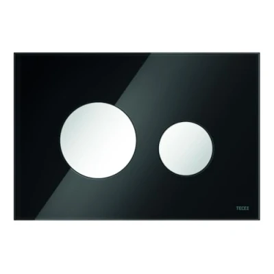 Immagine di TECE Loop WC 9240654 Piastra di comando in vetro nero, tasti bianchi