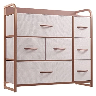 Immagine di YITAHOME Cassettiera in tessuto,Armadietto con 7 Scomparti,Tiretti Pieghevoli Tessuto,Struttura Acciaio,Rosa