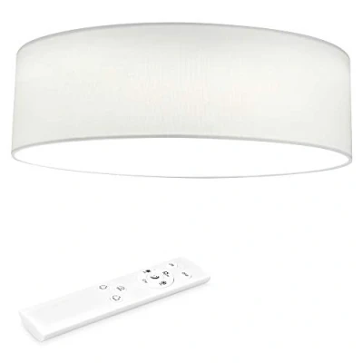 Immagine di Navaris Plafoniera LED Soffitto 12W Rotonda Ø 32 cm Lampadario Camera da Letto e Soggiorno in Tessuto con Telecomando per Controllo Temperatura Colore Bianco