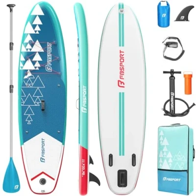 Immagine di FBSPORT Tavola da SUP Gonfiabile SUP, Stand Up Paddling Board, Paddle Board per 15CM Spessore, Surf con Alluminio Regolabile + Pompa(BlueWhite)